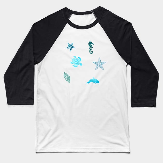 Ocean pattern animals set Baseball T-Shirt by Ranp